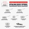 imageGreenPan x Bobby Flay Stainless Steel 12 Piece Cookware Pots ampamp Pans Set Professional Grade TriPly Multiclad PFASFree Ceramic Nonstick Induction Suitable Dishwasher ampamp Oven SafeStay Cool HandlesStainless Steel