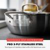 imageGreenPan x Bobby Flay Stainless Steel 375QT Saucepan ampamp Glass Lid Professional Grade TriPly Chefs Pan Multiclad Induction Suitable Dishwasher ampamp Oven Safe Stay Cool Silicone HandleChip Free RimsStainless Steel