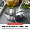 imageGreenPan x Bobby Flay Stainless Steel 375QT Saucepan ampamp Glass Lid Professional Grade TriPly Chefs Pan Multiclad Induction Suitable Dishwasher ampamp Oven Safe Stay Cool Silicone HandleChip Free RimsStainless Steel