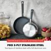 imageGreenPan x Bobby Flay Stainless Steel 8 ampamp 10 Frying Pan Skillet Set Professional Grade TriPly Multiclad PFASFree Ceramic Nonstick Induction Suitable Dishwasher ampamp Oven Safe Stay Cool HandleStainless Steel