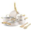 imageGreenPan 12 Piece Nonstick Swift Cookware Set Ceramic PFASFree Pots ampamp Pans with Lids Dishwasher ampamp OvenBroiler Safe to 600F Kitchen Cooking Set Sauce Saute Stock Frying Pans CreamCream