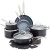 imageGreenPan 16 Piece Valencia Pro Ceramic Nonstick Cookware Set PFASFree Induction Ready Hard Anodized Pots ampamp Pans with Lids Compatible on All Cooktops Dishwasher ampamp Oven Safe GrayGray