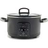 imageGreenPan 6in1 4QT Electric Ceramic Slow Cooker with Glass Lid Multifunction Presets Hard Anodized PFASFree Removeable Nonstick Crock Dishwasher Safe Auto Warm Delay Timer Stews Reheat Black
