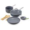 imageGreenPan Lima Hard Anodized Healthy Ceramic Nonstick 18 Piece Cookware Bakeware Pots and Pans Set PFASFree Oven Safe Gray8 Piece Cookware Pots and Pans Set