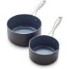 imageGreenPan Lima Hard Anodized Healthy Ceramic Nonstick 1QT and 2QT Saucepan Pot Set PFASFree Oven Safe Gray2 Quarts