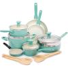 imageGreenPan Rio Healthy Ceramic Nonstick 16 Piece Cookware Pots and Pans Set PFASFree Dishwasher Safe TurquoiseTurquoise