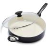 imageGreenPan Rio Healthy Ceramic Nonstick 5QT Saute Pan Jumbo Cooker with Helper Handle and Lid PFASFree Dishwasher Safe TurquoiseBlack