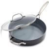 imageGreenPan Valencia Pro Hard Anodized Healthy Ceramic Nonstick 45QT Saute Pan Jumbo Cooker with Lid PFASFree Induction Dishwasher Safe Oven Safe Gray