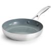 imageGreenPan Valencia Pro TriPly Stainless Steel 8 and 10 Frying Pan Skillet Set Healthy Ceramic Nonstick PFASFree PFOAFree Coating Multi Clad Cookware Induction Dishwasher Oven and Broiler SafeStainless Steel