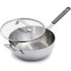 imageGreenPan x Bobby Flay Stainless Steel 375QT Saucepan ampamp Glass Lid Professional Grade TriPly Chefs Pan Multiclad Induction Suitable Dishwasher ampamp Oven Safe Stay Cool Silicone HandleChip Free RimsStainless Steel