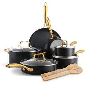 imageGreenPan 12 Piece Nonstick Swift Cookware Set Ceramic PFASFree Pots ampamp Pans with Lids Dishwasher ampamp OvenBroiler Safe to 600F Kitchen Cooking Set Sauce Saute Stock Frying Pans CreamBlack