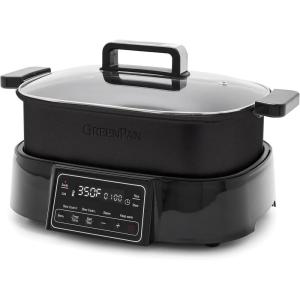imageGreenPan 65QT MultiCooker Skillet Grill ampamp Slow Cooker 8in1 Presets to SauteSteam Grill Stew StirFryHeat ampamp Cook Rice Healthy Ceramic Nonstick ampamp Dishwasher Safe Parts Matte Black