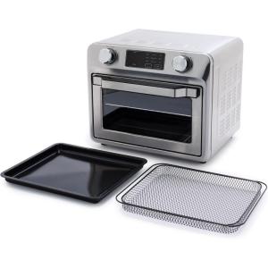 imageGreenPan Bistro Stainless Steel 9in1 Air Fry Oven Nonstick Baking Pan Stainless Steel Rack and Basket Fast Heating Multifunction Presets CoolTouch Handle PFASFree Easy Cleanup Crumb TrayStainless Steel