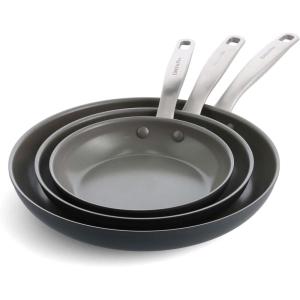 imageGreenPan Chatham Hard Anodized Healthy Ceramic Nonstick 8quot and 10quot Frying Pan Skillet Set Omelette and Egg Pan PFASFree Dishwasher Safe Oven Safe GrayGray