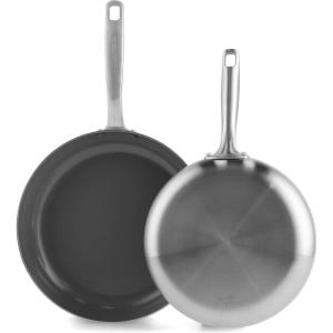 imageGreenPan Chatham TriPly Stainless Steel Healthy Ceramic Nonstick 10quot and 12quot Frying Pan Skillet Set PFASFree Induction Suitable Dishwasher Safe Silver10 and 12 Frying Pan Skillet Set