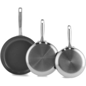 imageGreenPan Chatham TriPly Stainless Steel Healthy Ceramic Nonstick 10quot and 12quot Frying Pan Skillet Set PFASFree Induction Suitable Dishwasher Safe Silver8 95 and 11 Frying Pan Skillet Set
