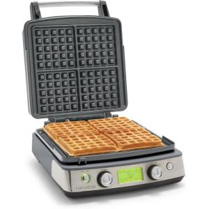 imageGreenPan Elite 4Square Belgian ampamp Classic Waffle Maker Healthy Ceramic Nonstick Aluminum Dishwasher Safe Plates Adjustable ShadeCrunch Control Wont OverflowEasy Cleanup BreakfastPFASFreeBlackGraphite
