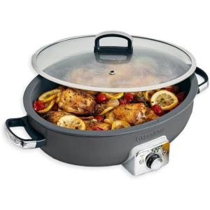 imageGreenPan Elite 55QT Electric Oval Skillet PFASFree Ceramic Nonstick 1800 Watt Dishwasher Safe Lid ampamp Removable Crock Adjustable Temp Control MultiCooker Sear Saut Rice StirFry BlackGraphite