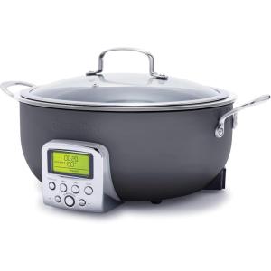 imageGreenPan Elite 6QT Electric Skillet Sear Saute StirFry Cook Rice Healthy Ceramic Nonstick Dishwasher Safe Parts Easytouse LED Display PFOA and PFA Free Smart Pot Stainless SteelGraphite