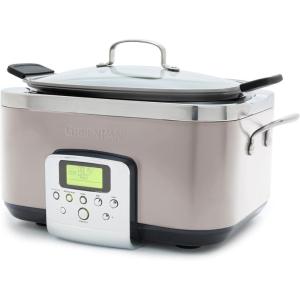imageGreenPan Elite 8in1 Programmable 6QT Electric Slow Cooker Dishwasher Safe Lid ampamp Removable Crock PFASFree Healthy Ceramic Nonstick MultiCooker Sear Saut Brown Steam Basket Roast GoldClay