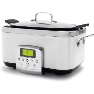 imageGreenPan Elite 8in1 Programmable 6QT Electric Slow Cooker Dishwasher Safe Lid ampamp Removable Crock PFASFree Healthy Ceramic Nonstick MultiCooker Sear Saut Brown Steam Basket Roast GoldCream White