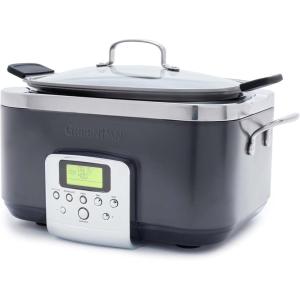 imageGreenPan Elite 8in1 Programmable 6QT Electric Slow Cooker Dishwasher Safe Lid ampamp Removable Crock PFASFree Healthy Ceramic Nonstick MultiCooker Sear Saut Brown Steam Basket Roast GoldGraphite