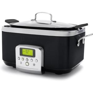 imageGreenPan Elite 8in1 Programmable 6QT Electric Slow Cooker Dishwasher Safe Lid ampamp Removable Crock PFASFree Healthy Ceramic Nonstick MultiCooker Sear Saut Brown Steam Basket Roast GoldBlack