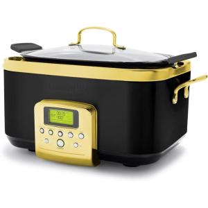 imageGreenPan Elite 8in1 Programmable 6QT Electric Slow Cooker Dishwasher Safe Lid ampamp Removable Crock PFASFree Healthy Ceramic Nonstick MultiCooker Sear Saut Brown Steam Basket Roast GoldGold
