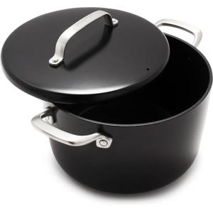 imageGreenPan GP5 Hard Anodized Advanced Healthy Ceramic Nonstick 8QT Stock Pot with Insulated Lid PFASFree Induction Dishwasher Safe Oven ampamp Broiler Safe Black8QT Saucepan Pot with Lid