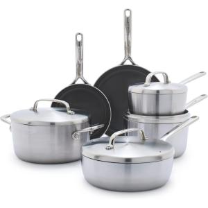 imageGreenPan GP5 Stainless Steel 5Ply Healthy Ceramic Nonstick 13 Piece Cookware Pots ampamp Pans Set Frying Pans Saut Saucepans Stock Pot Scratch Resistant InductionDishwasher ampamp Oven Safe PFASFree