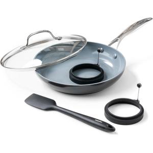 imageGreenPan Valencia Pro Hard Anodized Healthy Ceramic Nonstick 10quot Frying Pan Skillet with Lid PFOA and PFASFree Cookware Stainless Steel Handle Induction Suitable Dishwasher Safe Oven Safe GrayGray