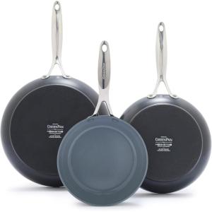 imageGreenPan Valencia Pro Hard Anodized Healthy Ceramic Nonstick 8quot and 10quot Frying Pan Skillet Set PFASFree Induction Dishwasher Safe Oven Safe GrayGray