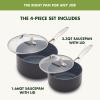 imageGreenPan Valencia Pro Hard Anodized Healthy Ceramic Nonstick 166QT and 33QT Saucepan Pot Set with Lids PFASFree Induction Dishwasher and Oven Safe GrayGray