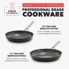 imageGreenPan x Bobby Flay 10 ampamp 12 Ceramic Nonstick Frying Pan Set PFASFree Hard Anodized Cookware Induction Compatible Stainless Steel Handles Oven ampamp Broiler Safe to 600F Dishwasher Safe BlackBlack