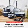 imageGreenPan x Bobby Flay 13 Piece Nonstick Cookware Pots and Pans Set PFASFree Diamond Ceramic Induction Suitable Easy Clean Dishwasher ampamp Oven Safe StayCool Silicone Handles Glass Lids GraphiteOxford Blue