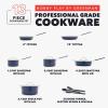 imageGreenPan x Bobby Flay 13 Piece Nonstick Cookware Pots and Pans Set PFASFree Diamond Ceramic Induction Suitable Easy Clean Dishwasher ampamp Oven Safe StayCool Silicone Handles Glass Lids GraphiteOxford Blue