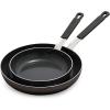 imageGreenPan x Bobby Flay 2 Piece 8 and 10 Nonstick Frying Pan Skillet Set PFASFree Diamond Ceramic Induction Suitable StayCool Silicone Handle Easy Clean Dishwasher ampamp Oven Safe CreamBlack