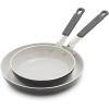 imageGreenPan x Bobby Flay 2 Piece 8 and 10 Nonstick Frying Pan Skillet Set PFASFree Diamond Ceramic Induction Suitable StayCool Silicone Handle Easy Clean Dishwasher ampamp Oven Safe CreamGraphite