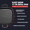 imageGreenPan x Bobby Flay Cast Iron 11 Square Grill Pan PreSeasoned Professional Grade Heavy Duty Skillet Helper Handles Induction Suitable Stovetop Oven BBQ ampamp Fire Indoor ampamp Outdoor Use BlackBlack