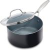 imageGreenPan Valencia Pro Hard Anodized Healthy Ceramic Nonstick 166QT and 33QT Saucepan Pot Set with Lids PFASFree Induction Dishwasher and Oven Safe GrayGray