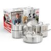 imageGreenPan x Bobby Flay 10 Piece Stainless Steel Cookware Set TriPly Multiclad Pots ampamp Pans Professional Grade Oven ampamp Broiler Safe to 600F Dishwasher Safe Durable Induction Compatible SilverStainless Steel