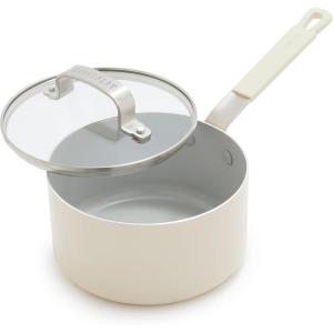 imageGreenPan x Bobby Flay 45QT Nonstick Saute Pan with Glass Lid PFASFree Diamond Ceramic Induction Suitable StayCool Silicone Handle Easy Clean Dishwasher ampamp Oven Safe CreamCream