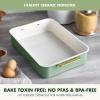imageGreenPan Bakeware Set 7 Piece Nonstick Ceramic Gold Handle Baking Sheets Cake Pans Loaf Pan Muffin Tin Cooling Rack PFAS ampamp BPA Free Freezer to Oven Dish Bake ampamp Roast Ovenware Sage GreenSage Green