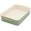 imageGreenPan Bakeware Set 7 Piece Nonstick Ceramic Gold Handle Baking Sheets Cake Pans Loaf Pan Muffin Tin Cooling Rack PFAS ampamp BPA Free Freezer to Oven Dish Bake ampamp Roast Ovenware Sage GreenSage Green