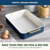 imageGreenPan Bakeware Set 7 Piece Nonstick Ceramic Gold Handle Baking Sheets Cake Pans Loaf Pan Muffin Tin Cooling Rack PFAS ampamp BPA Free Freezer to Oven Dish Bake ampamp Roast Ovenware Sage GreenOxford Blue