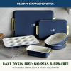 imageGreenPan Bakeware Set 7 Piece Nonstick Ceramic Gold Handle Baking Sheets Cake Pans Loaf Pan Muffin Tin Cooling Rack PFAS ampamp BPA Free Freezer to Oven Dish Bake ampamp Roast Ovenware Sage GreenOxford Blue