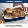 imageGreenPan Bakeware Set 7 Piece Nonstick Ceramic Gold Handle Baking Sheets Cake Pans Loaf Pan Muffin Tin Cooling Rack PFAS ampamp BPA Free Freezer to Oven Dish Bake ampamp Roast Ovenware Sage GreenOxford Blue