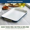 imageGreenPan Bakeware Set 7 Piece Nonstick Ceramic Gold Handle Baking Sheets Cake Pans Loaf Pan Muffin Tin Cooling Rack PFAS ampamp BPA Free Freezer to Oven Dish Bake ampamp Roast Ovenware Sage GreenOxford Blue