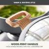 imageGreenPan Rio Essence Wood 10 Piece Cookware Pots and Pans Set Healthy Ceramic Nonstick PFOA ampamp PFASFree Coating Induction Silicone Rim Lids StayCool Wood Print Handles Dishwasher Safe TaupeGray