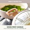 imageGreenPan Rio Essence Wood 10 Piece Cookware Pots and Pans Set Healthy Ceramic Nonstick PFOA ampamp PFASFree Coating Induction Silicone Rim Lids StayCool Wood Print Handles Dishwasher Safe TaupeTaupe